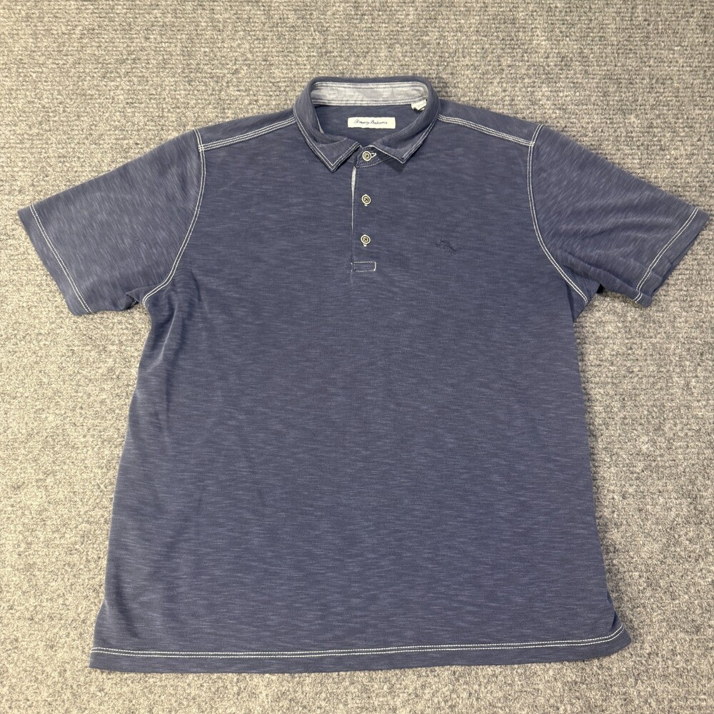 Tommy Bahama Polo Shirt Mens Large Blue Golf Marlin Performance Casual *
